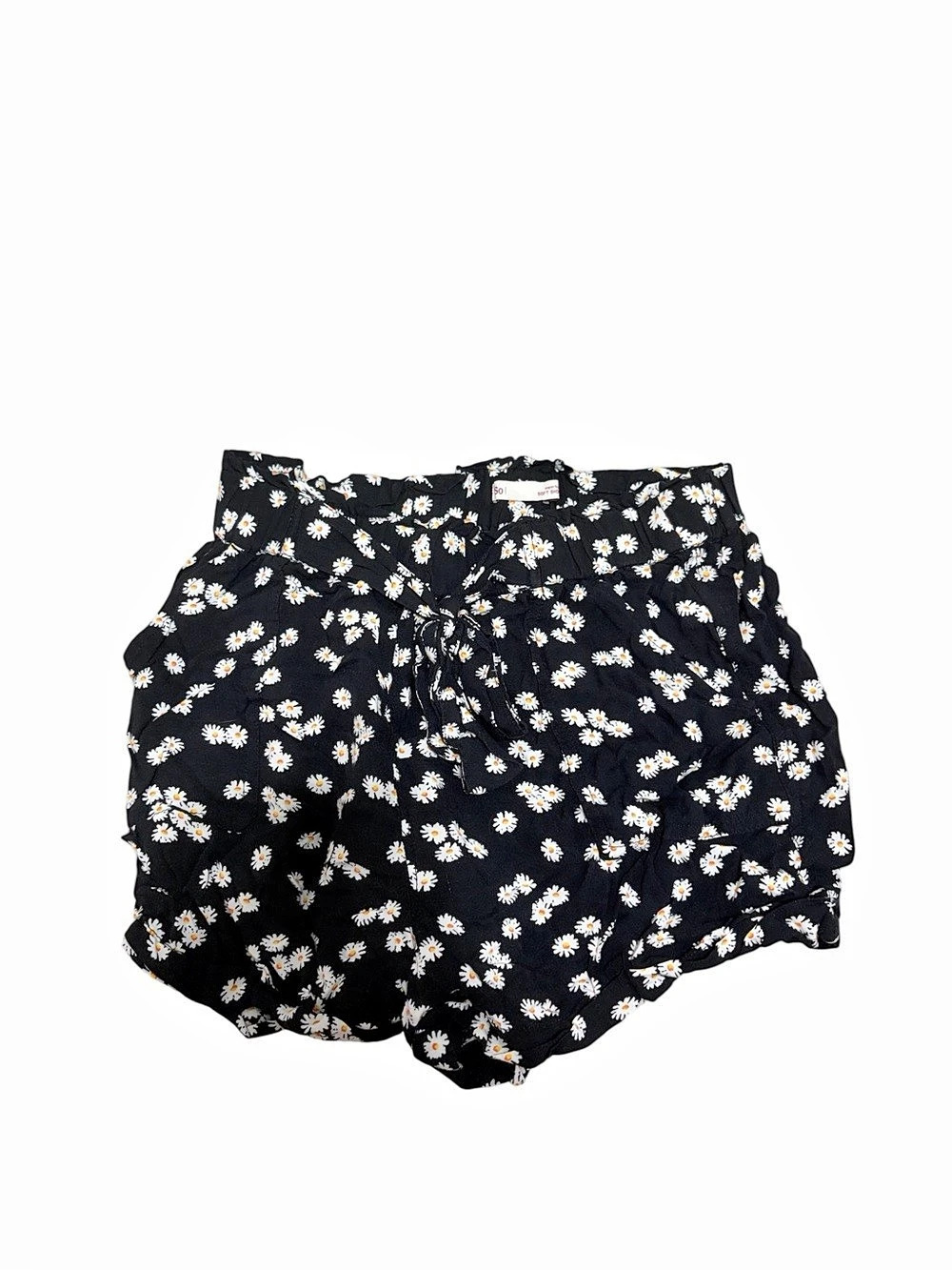SO Floral High Waist Shorts in Black & White